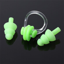 (Green) Silicone Waterproof Swimming Nose Clip+Ear Plugs Ear Plugs Combination Set Multi-Color Optional