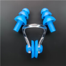 (Blue) Silicone Waterproof Swimming Nose Clip+Ear Plugs Ear Plugs Combination Set Multi-Color Optional