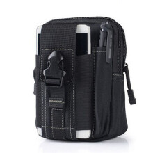 (Black) Camouflage Tactical Waist Bag Handbag Cell Phone Bag Running Hanging Bag Outdoor