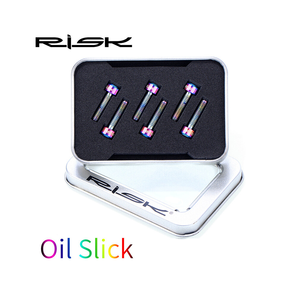 (Oil Slick, M5x18) 6Pcs Bicycle Titanium Alloy Stem Screws Bolts For Bike Mtb Steering Handlebar 110691537553