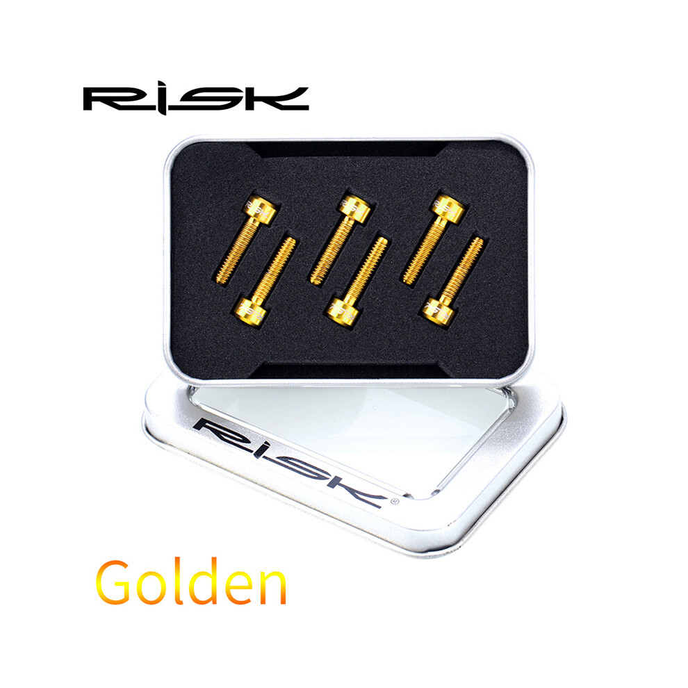 (Golden, M5x16) 6Pcs Bicycle Titanium Alloy Stem Screws Bolts For Bike Mtb Steering Handlebar 110691537560