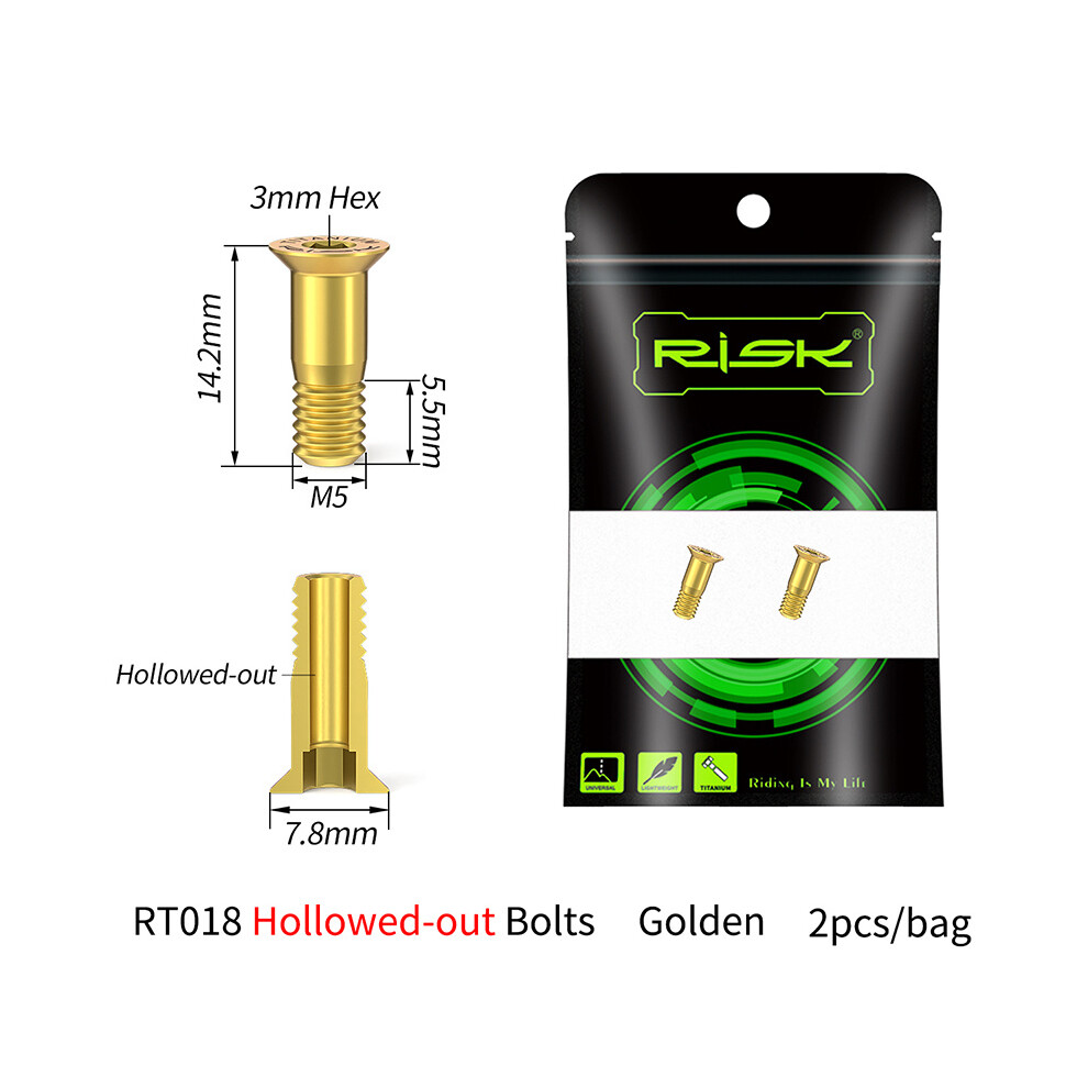 (Gold) M5x14.2mm Titanium Bicycle Rear Derailleur Jockey Wheel Fixed Bolt Hollow Screw Gold 110691548603