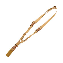 (Khaki) Tactical Single Point Sling Strap For Bungee Rifle Gun Sling Length Adjustable