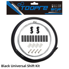 (Black) TOOPRE MTB & Road Bike Shift Cable Set with Housing - Premium Bicycle Derailleur Cables Kit