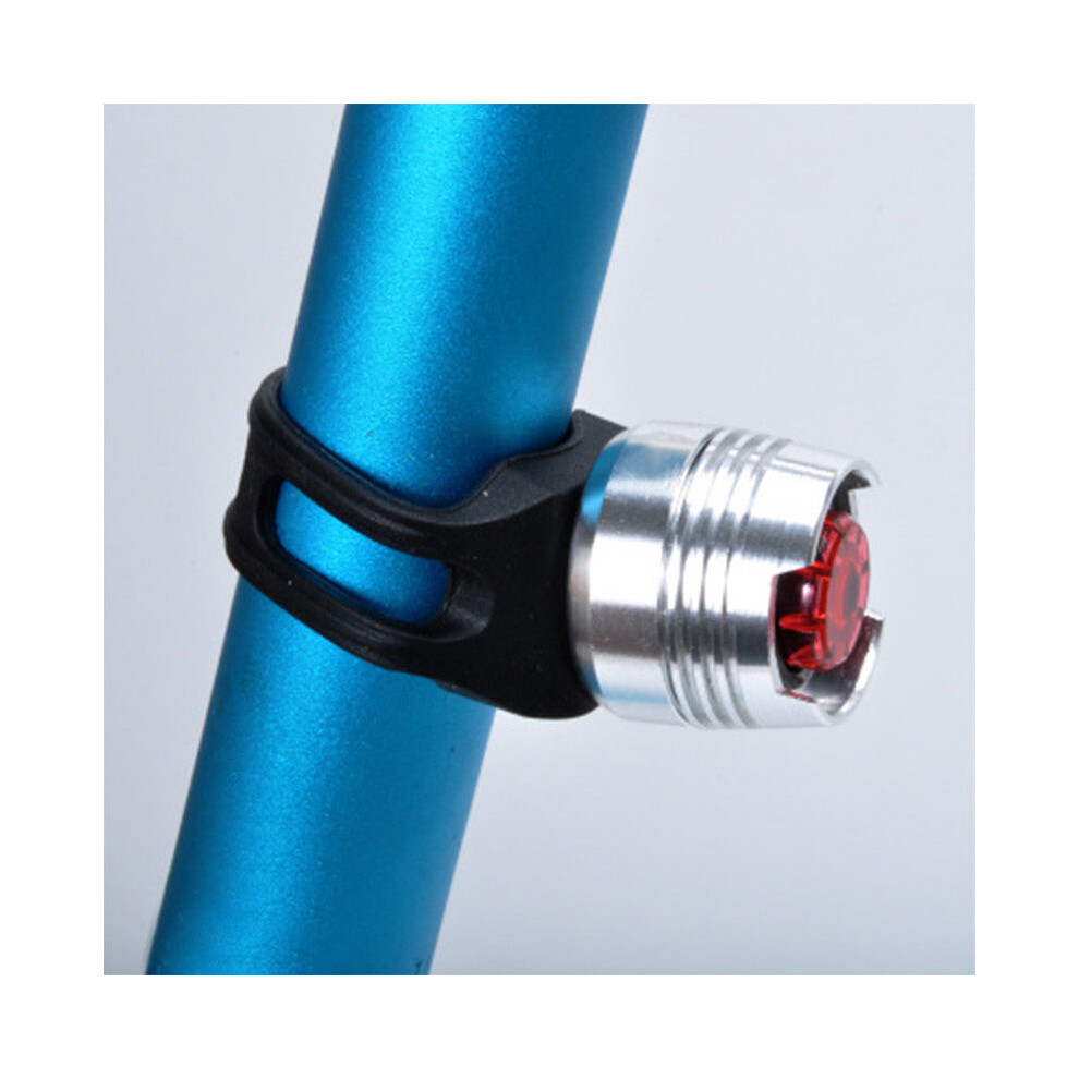 (Silver) Led Bicycle Front And Rear Helmet Safety Bicycle Flashing Warning Light 110691553843