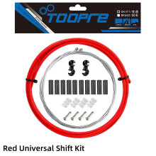 (Red) TOOPRE MTB & Road Bike Shift Cable Set with Housing - Premium Bicycle Derailleur Cables Kit