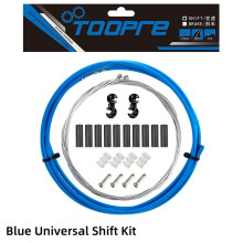(Blue) TOOPRE MTB & Road Bike Shift Cable Set with Housing - Premium Bicycle Derailleur Cables Kit