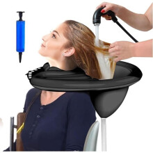 Aufblasbares Shampoo-Waschbecken – Tragbares Waschbecken – PVC – Abflussschlauch – Schwarz