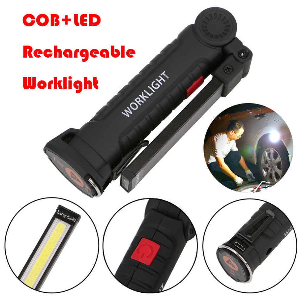 (Large) Portable Cob Led Rechargeable Magnetic Torch Flexible Inspection Lamp Folded Emergency Worklight 110691549662