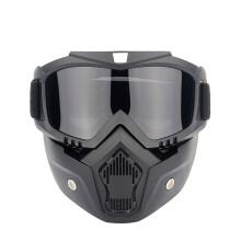 (Gray) Modular Mask Detachable Goggles And Mouth Filter Motorcycle Helmet Open Face Shield