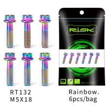 (Color M5*18) 6PCS M5*16/18MM Titanium Handlebar Stem Screws for Mountain Bikes