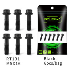 (Black M5*16) 6PCS Handlebar Stem Screws M5*16/18MM Mountain Bike Bolts Titanium Screws