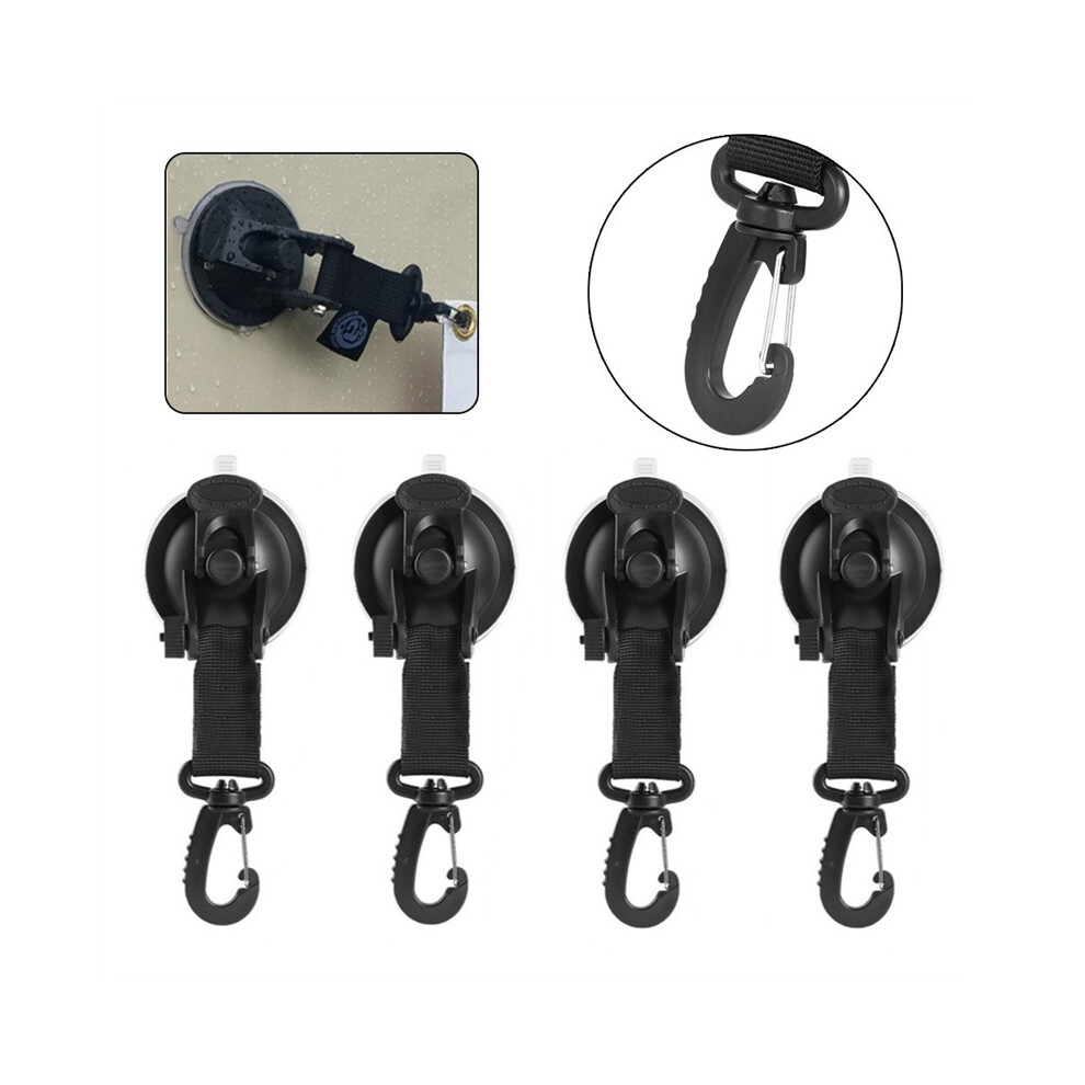 (Round Buckle) 4Pcs Heavy Duty Suction Cup Tie Downs W/Hooks Lock Holder For Car Awning Camping 110691558121