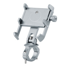 (Handlebar-Silver) Aluminum Alloy Motorcycle & Bicycle Phone Mount for Mountain Bikes - Handlebar Holder