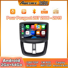 Android 13 autoradio voor Peugeot 207 (2006-2015) 2GB+64GB 9" touchscreen CarPlay Android Auto GPS WiFi Bluetooth