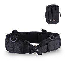 (Black) Outdoor Tactical Belt Tactical Belt Seal Waist Pack Set Thickened Nylon Belt Set Adjustable
