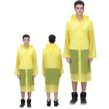 (yellow) Durable Unisex Frosted Hooded Raincoat EVA Cloth Long Rain Coat Poncho Outdoor