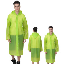 (fruit green) Durable Unisex Frosted Hooded Raincoat EVA Cloth Long Rain Coat Poncho Outdoor