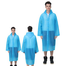 (blue) Durable Unisex Frosted Hooded Raincoat EVA Cloth Long Rain Coat Poncho Outdoor