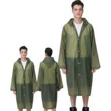 (pink) Durable Unisex Frosted Hooded Raincoat EVA Cloth Long Rain Coat Poncho Outdoor