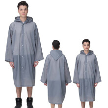 (gray) Durable Unisex Frosted Hooded Raincoat EVA Cloth Long Rain Coat Poncho Outdoor