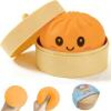 Gombóc Squishy Stresszlabda Gőzölődobozzal Jumbo Rugalmas Squeeze Fidget Játék Puha Zsemle Tészta Asztali Játék Narancssárga