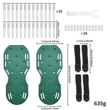 (Green) Pair of Lawn Aerator Spiked Shoes with Adjustable Straps for Grass Aeration