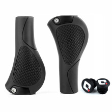 (Gray-Black) Vintage MTB Ergonomic Rubber Bike Grips for Mountain Bicycle Handlebar Cycling