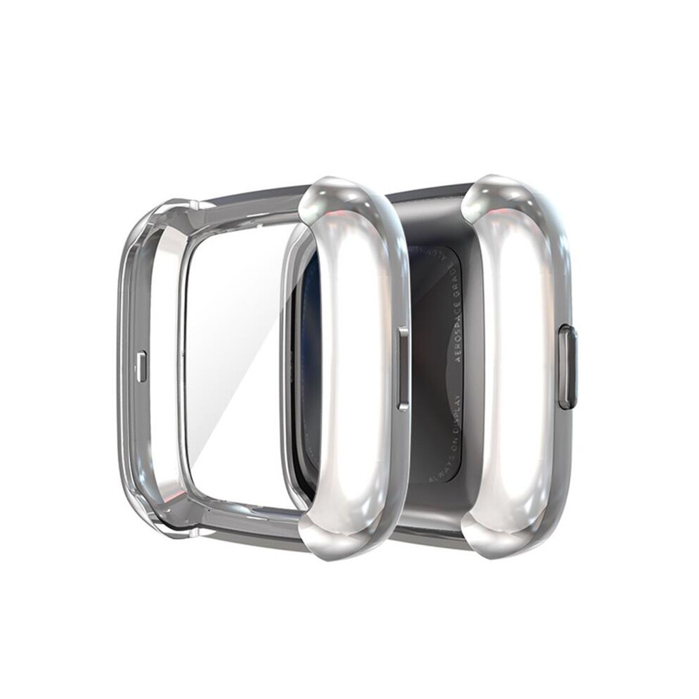 (Silver) For Fitbit Versa 2 Watch Tpu Full Screen Protector Protective Frame Case Cover Silver 110691566522
