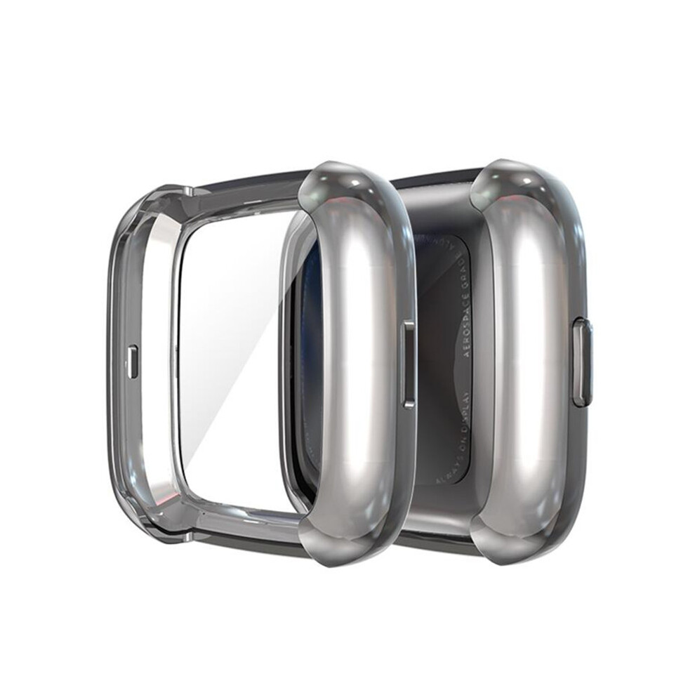 (Grey) For Fitbit Versa 2 Watch Tpu Full Screen Protector Protective Frame Case Cover Grey 110691566553