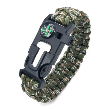 (Army Green Camouflage) 5-in-1 Paracord Tactical Multifunctional Bracelet for Outdoor Emergency Survival