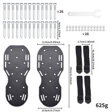(Black) Pair of Lawn Aerator Spiked Shoes with Adjustable Straps for Grass Aeration