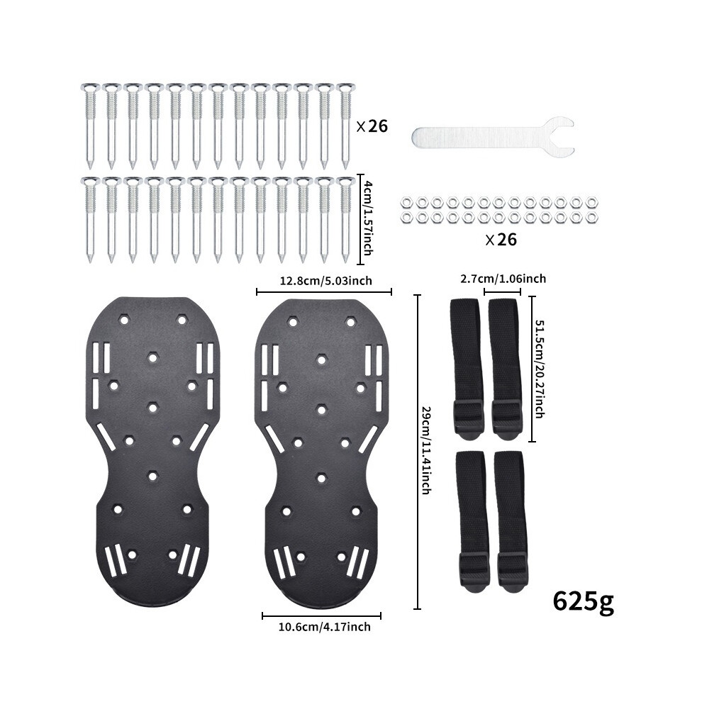 (Black) Adjustable Straps Lawn Aerator Sandals - Spiked Shoes For Grass Aeration Black 113121354027