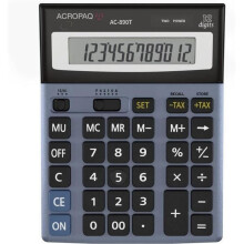 Desktop Calculator - 12-Digit Display - Dual Power - 350g - Angled Screen with Rear Stand - Gray