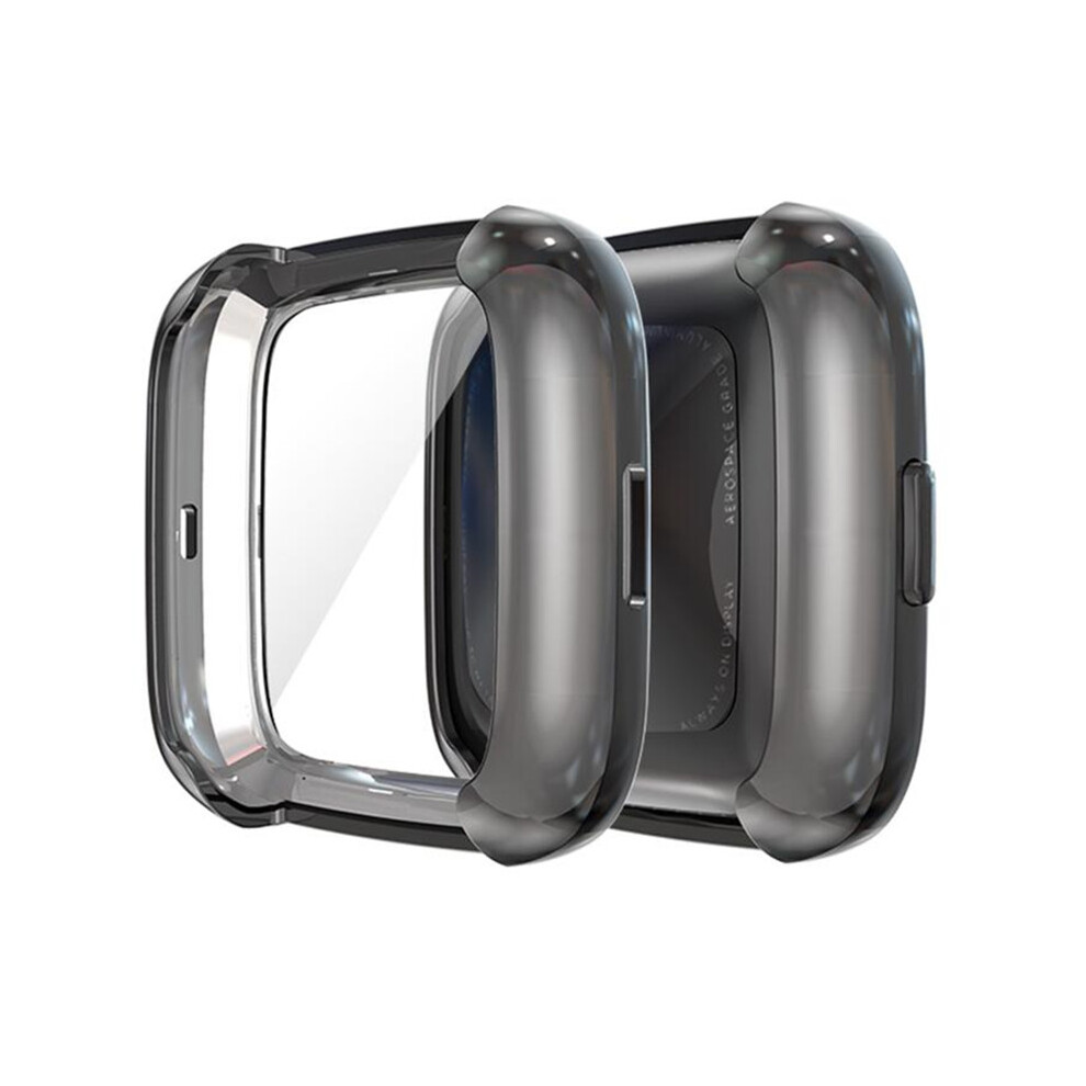 (Black) For Fitbit Versa 2 Watch Tpu Full Screen Protector Protective Frame Case Cover Black 110691566539