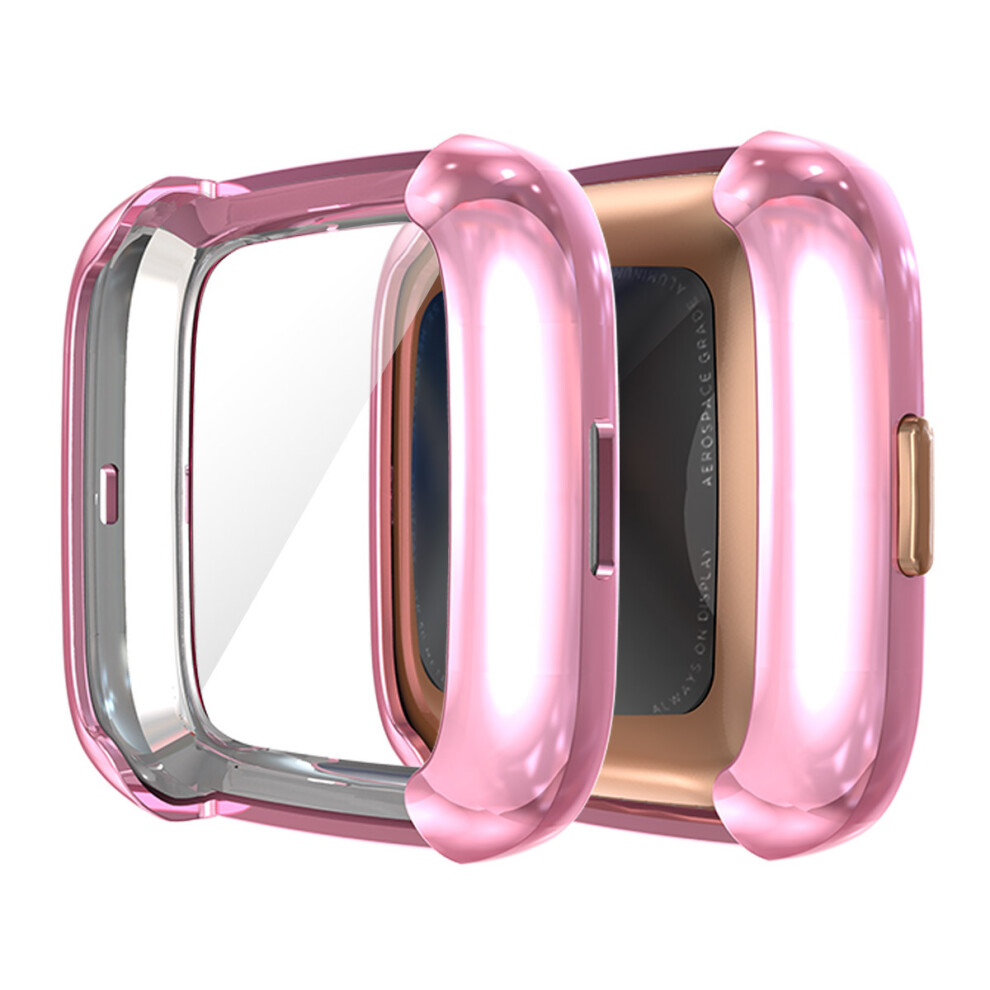 (Pink) For Fitbit Versa 2 Watch Tpu Full Screen Protector Protective Frame Case Cover Pink 110691566546