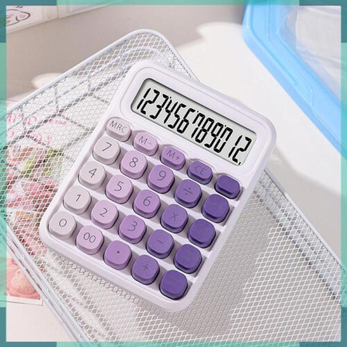 Pink Calculator, Cute Calculator, Large 12-Digit LCD Screen, Large Round Button, Gradient Material Pack, Purple