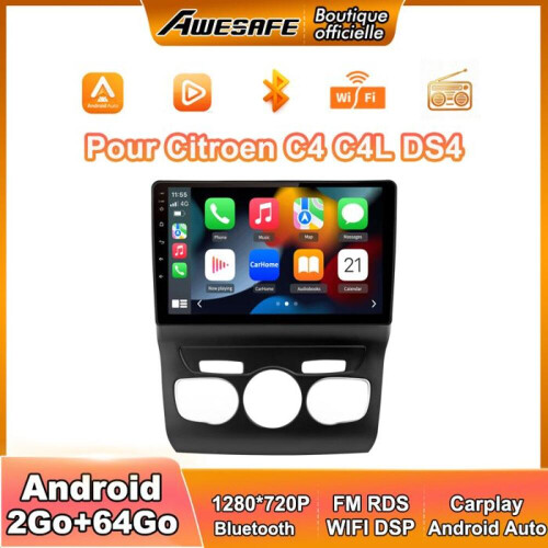 Ραδιόφωνο αυτοκινήτου Android 13 για Citroen C4 C4L DS4 (2013-2017) με 2GB+64GB, οθόνη αφής 10",