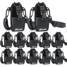 Estojo multifuncional com 12 unidades para walkie-talkies, preto resistente.