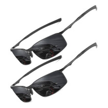 Óculos de sol polarizados unissex, proteção UV, armação de metal, conjunto com 2 peças.