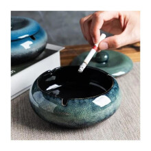 Posacenere antivento in ceramica con coperchio - Design moderno per interni ed esterni - 14,5 cm - Verde