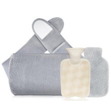 Hot Water Bottle with Plush Cover, Long Strap for Neck, Waist, and Back Pain Relief