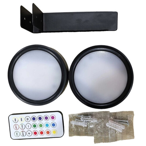 Remote Control LED Wall Lamp, Dimmable, Magnetic Mount, Battery Powered, RGBW A