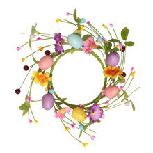 Couronnes de Pâques avec Bougeoirs en Forme D'Œufs Artificiels, Fleurs et Baies, -Couronnes de Pâques