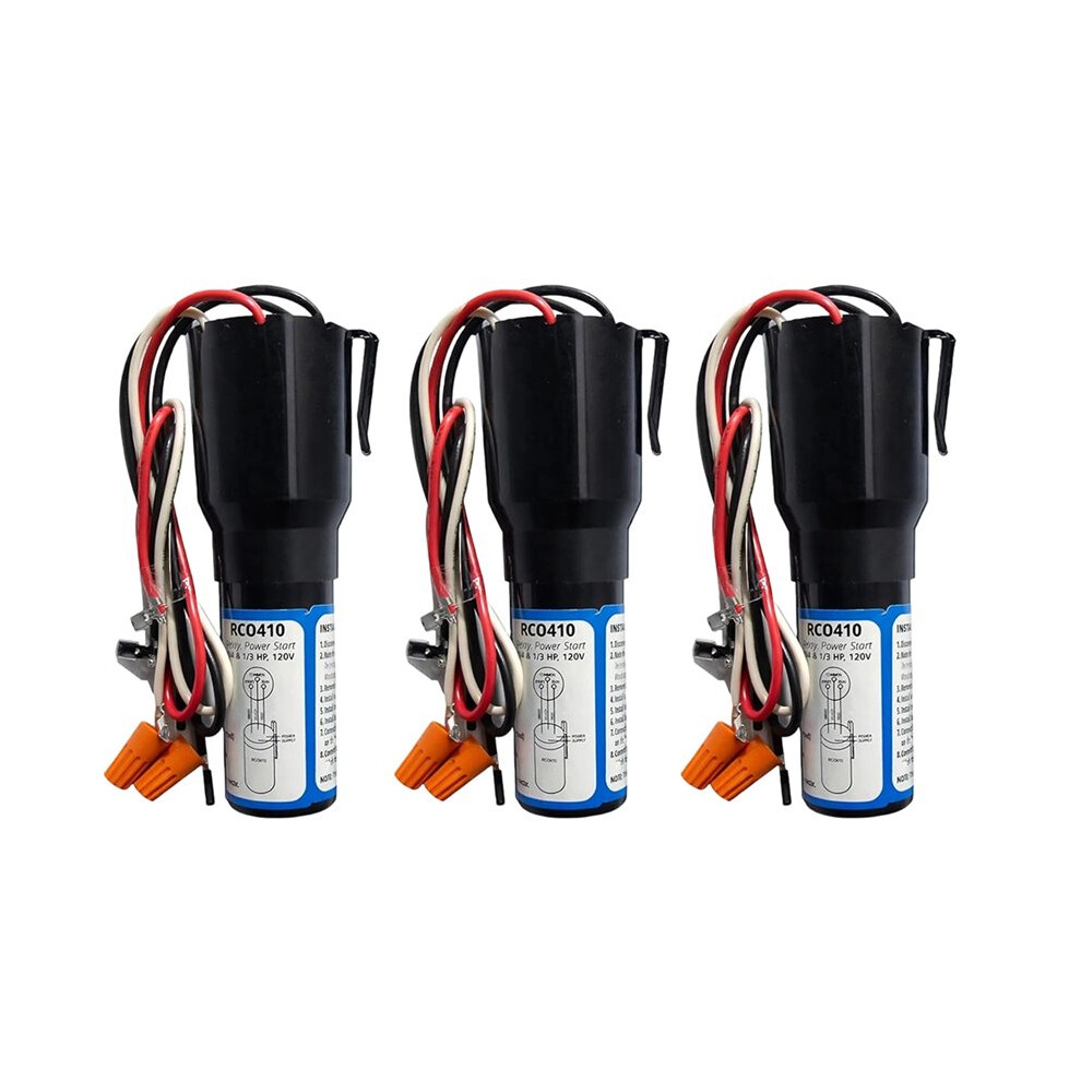 1Set/3Pcs For Rco410 Compressor Hard Start Capacitor Kit For Refrigerators & Freezers 1/4-1/3 For 115Vac 4711642558571