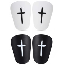 2 Pairs Small Shin Pads, Shin Pads for Soccer, Protective Gear for Teens and Adults, Black & White Design XS