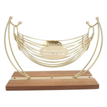 Porte-Capsules de Café avec Base en Bois, Panier de Rangement en Fer en Forme de Hamac, Capacité de 18 Capsules - Base Lestée Stable