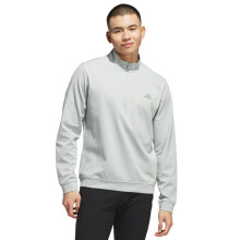 (M, Wonder Silver) adidas Golf Mens Elevated Quarter Zip Left Chest Recycled Sweater
