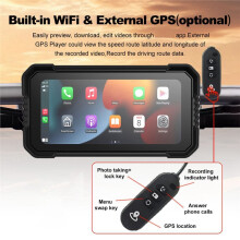 6,25 Inch Motorfiets GPS-Navigatie DVR Carplay-Scherm IPX7 Waterdicht voor Motorfietsen met Dubbele Camera'S, Rijrecorder, Motormonitor