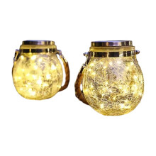 Lanterne Solaire en Verre avec Corde de Chanvre, Lanterne Suspendue Étanche pour Jardin Extérieur, Idéale pour les Fêtes Sous les Arbres